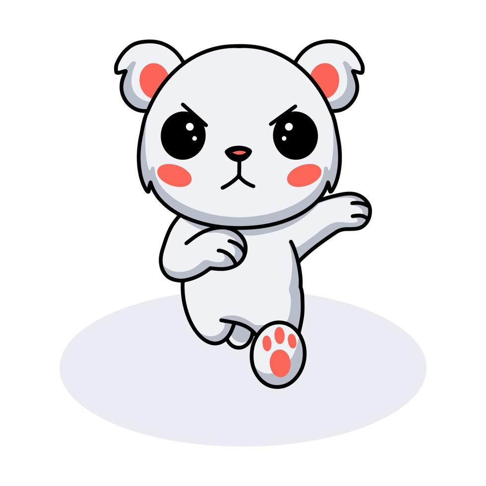 lindo pequeño oso polar de dibujos animados corriendo vector