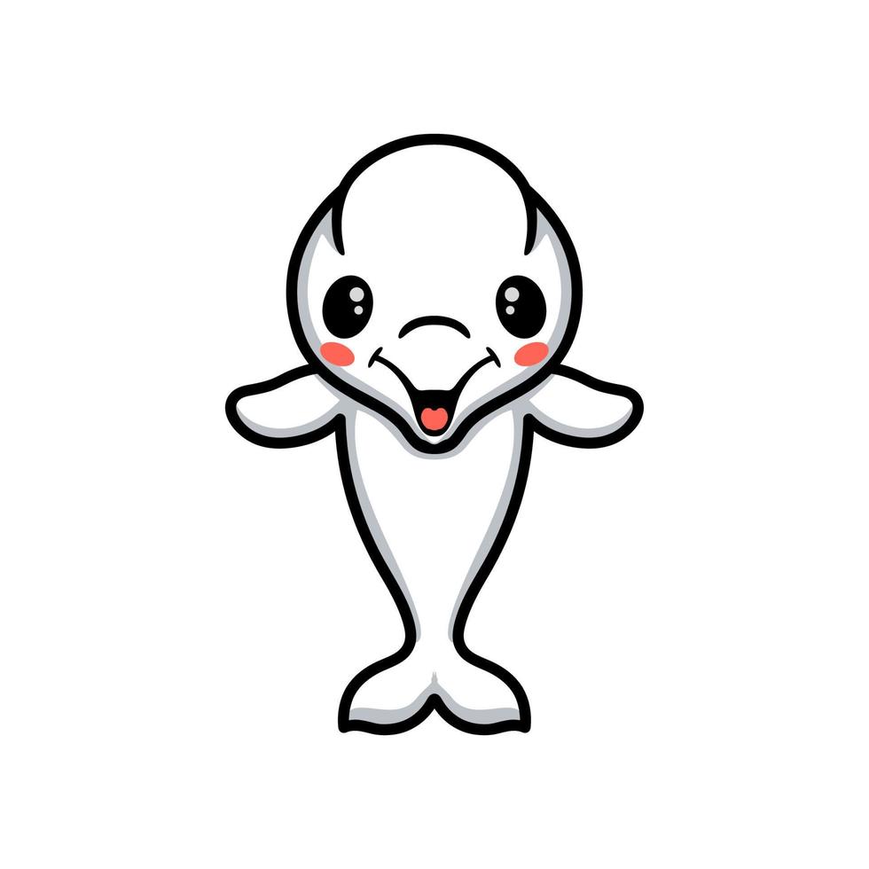 Cute little beluga whale cartoon vector