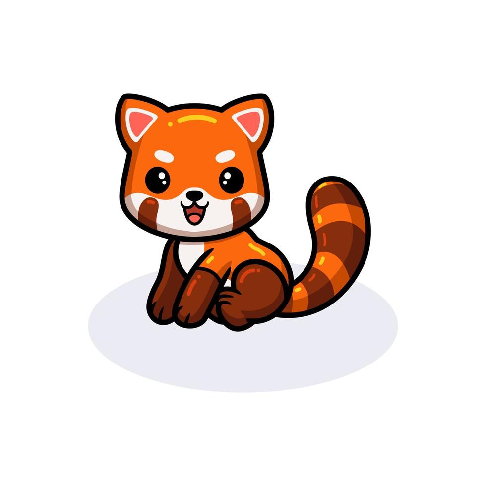 Cute little red panda cartoon sitting vector