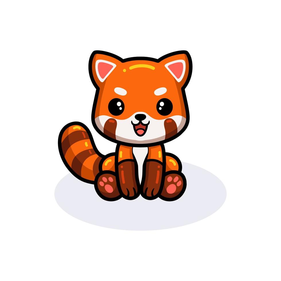 Cute little red panda cartoon sitting vector