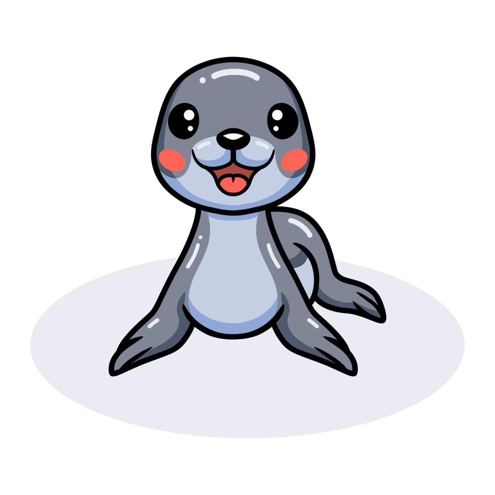 Cute little seal cartoon posing vector