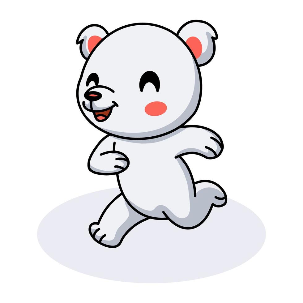Cute little polar bear cartoon running vector