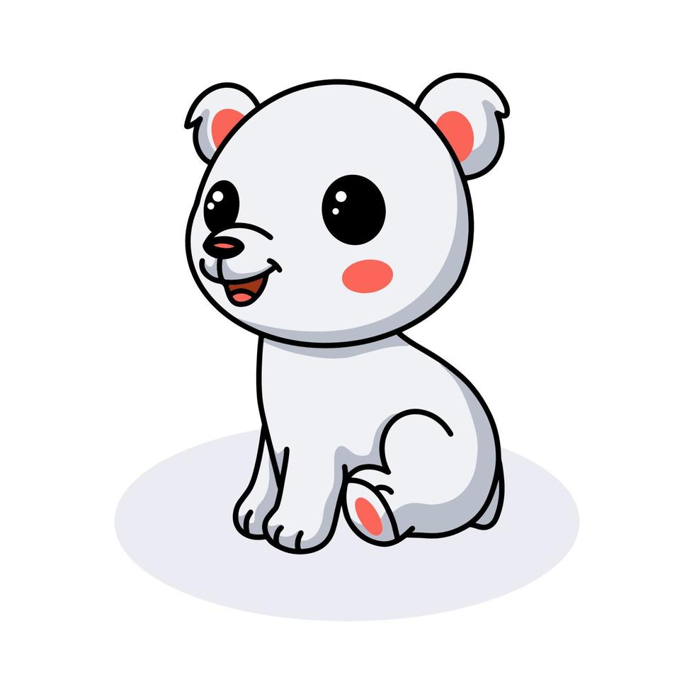 Cute little polar bear cartoon sitting vector
