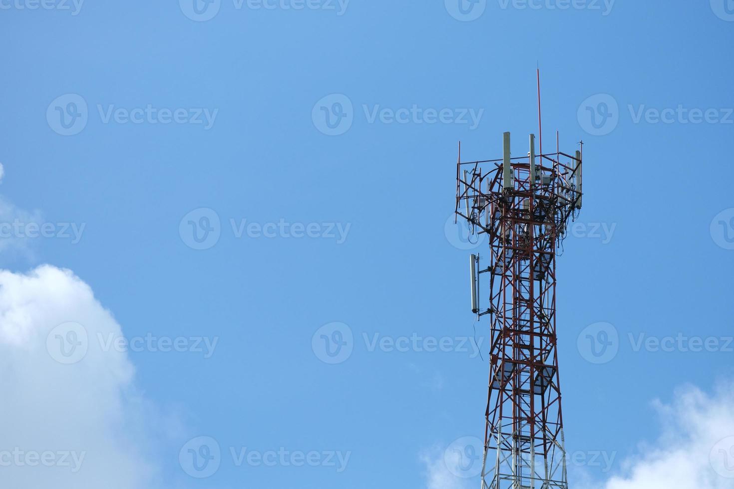 Telephone towers with sky and clouds in the background, Copy space photo