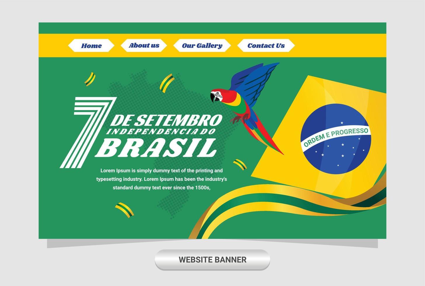 diseño de la página web para el evento de independencia de brasil el 7 de septiembre vector