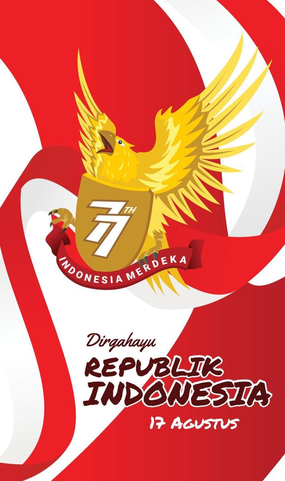 golden garuda with the logo of 77 years of Indonesian independence vector