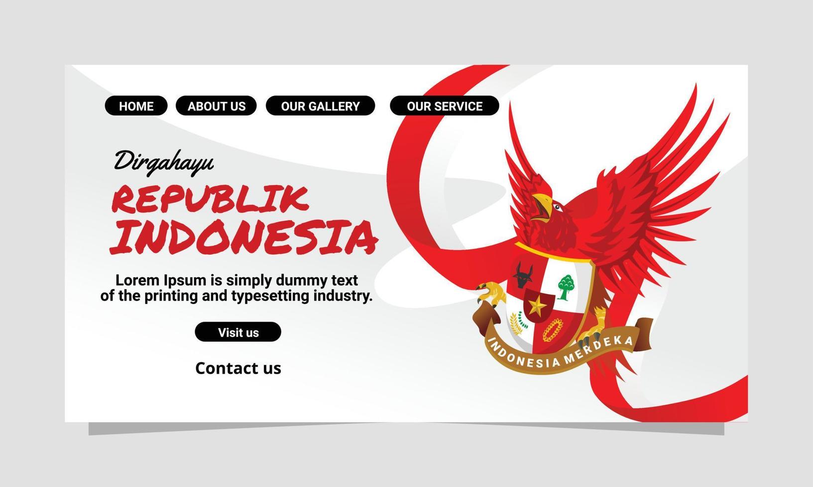 Indonesian independence website landing page vector
