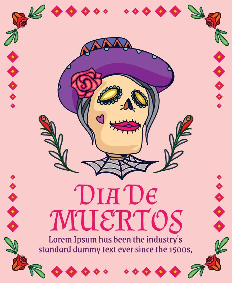 plantilla de póster en el evento del festival de la muerte vector