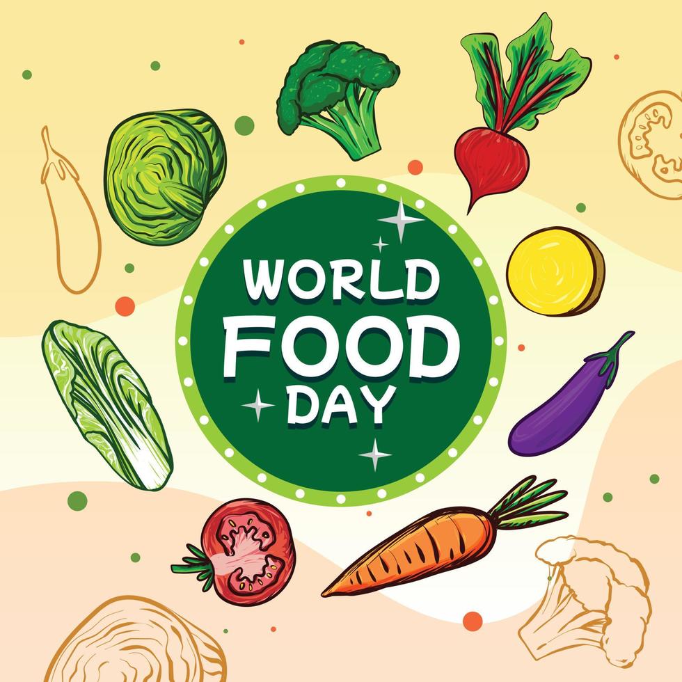 world food day greeting card realistic abstract layout full of healthy vegetables vector