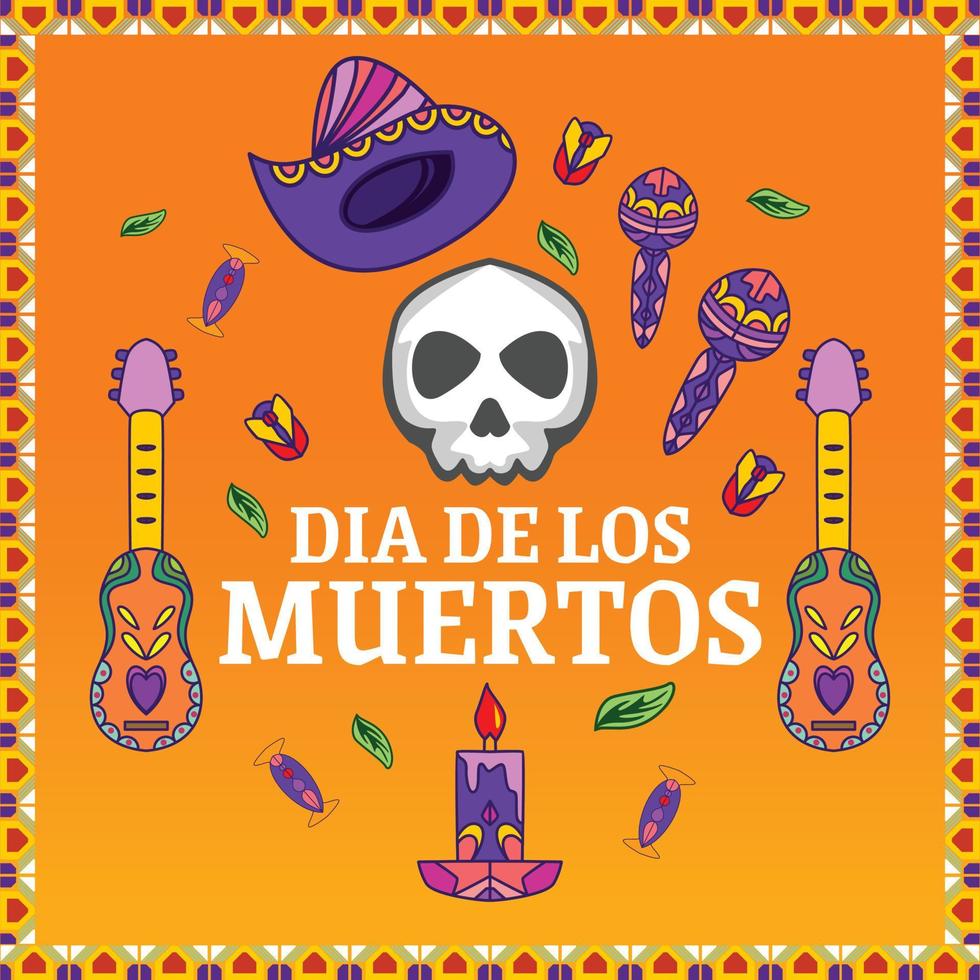 Dia de muertos festival flat design illustration, colorful modern vector concept