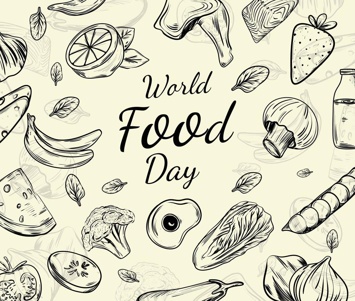 world eating day sketch, sharp brush pattern with abstract shadow concept vector
