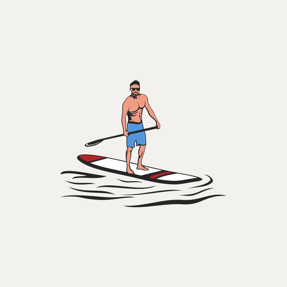 Vector Drawing of Surfers Riding Surfboards