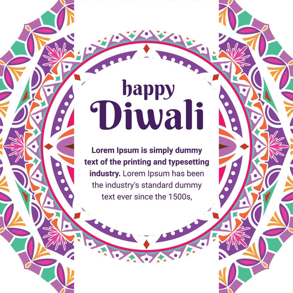 square post template with mandala engraving for diwali festival vector