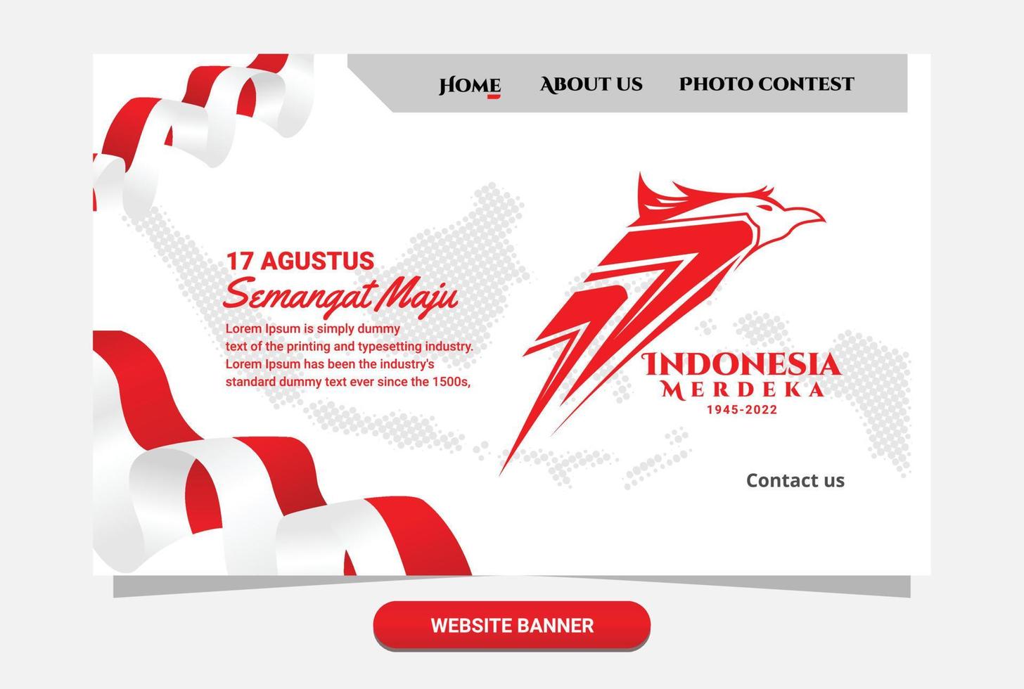 77a plantilla de banner de sitio web de independencia de indonesia vector