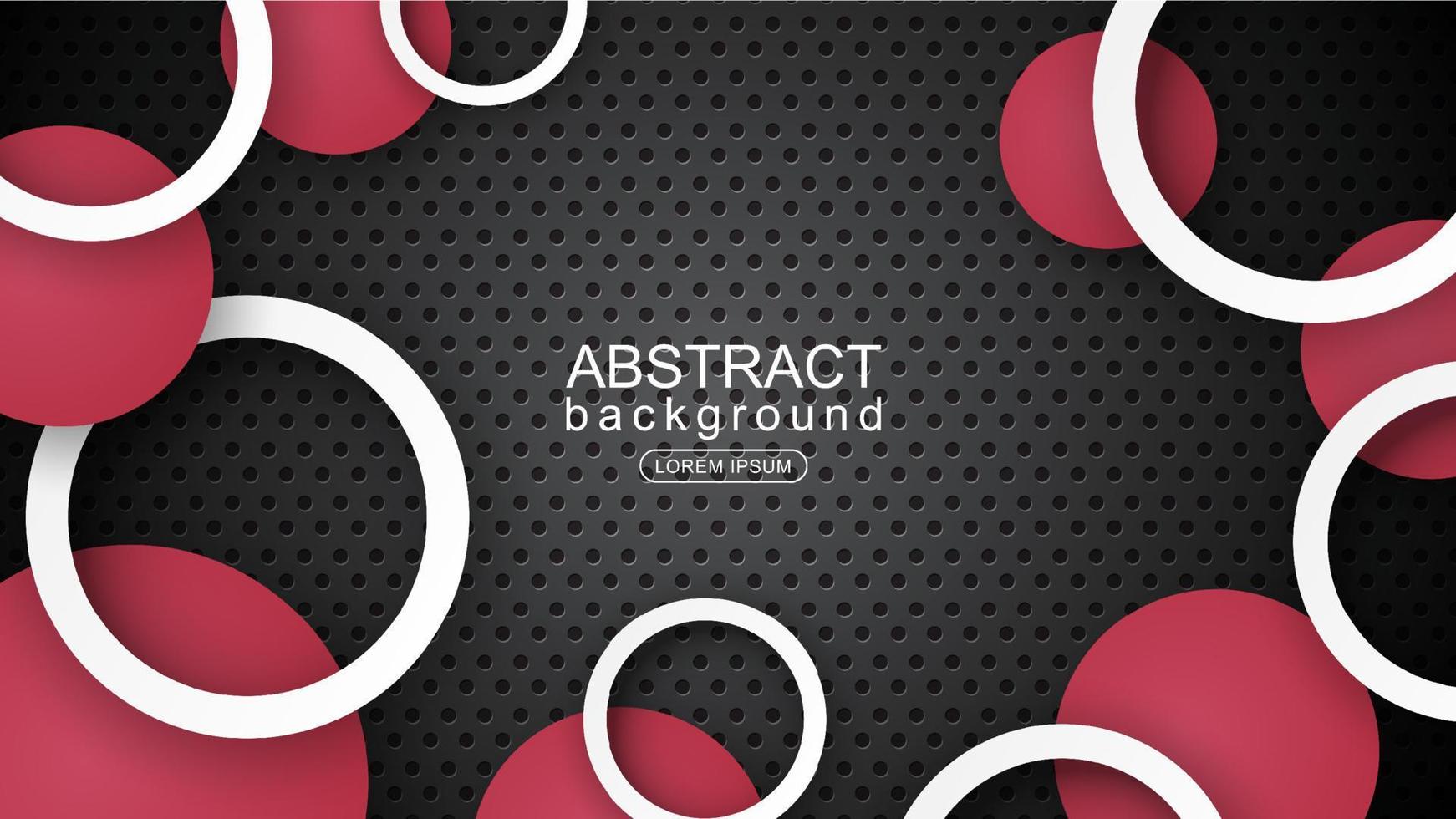 3d red and white circles on black gradient background vector