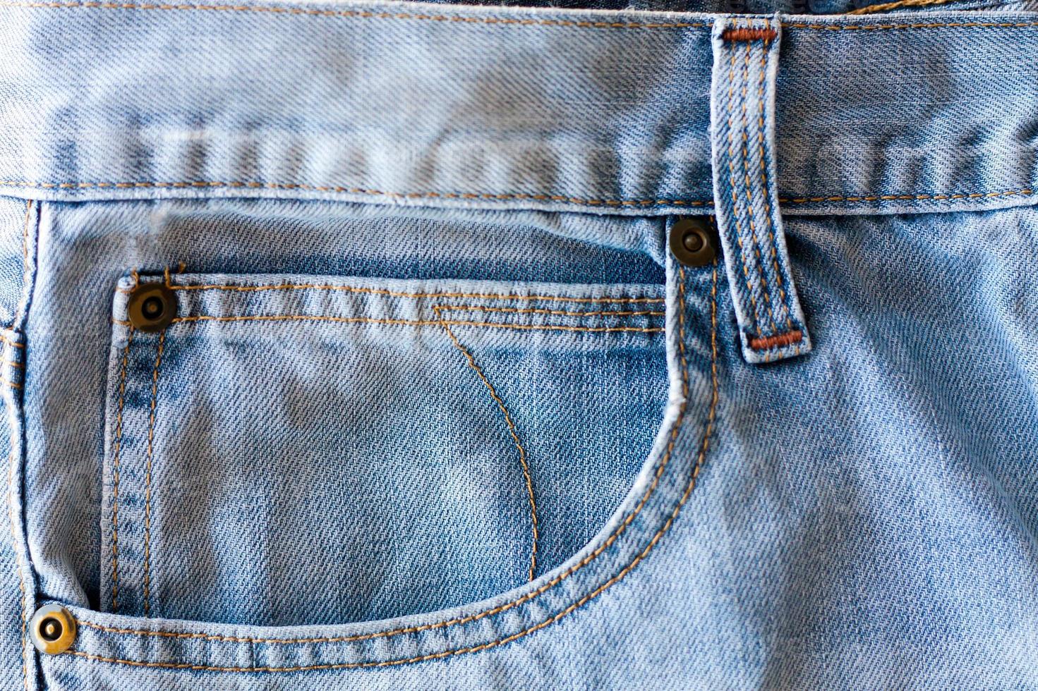 Close up of blue jeans photo
