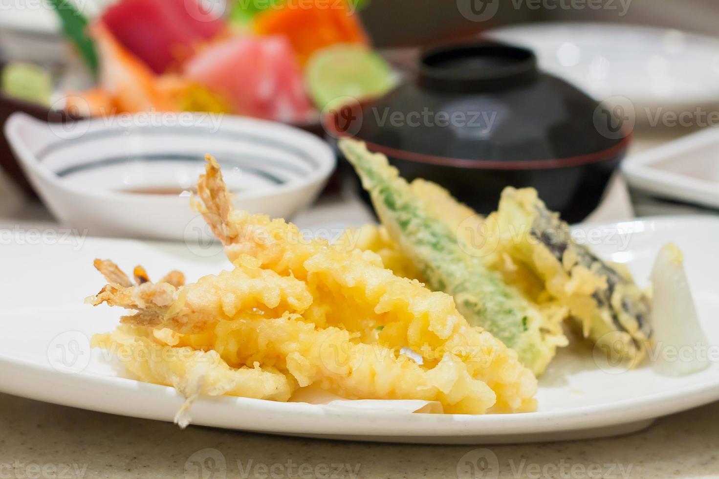 Tempura set close up photo