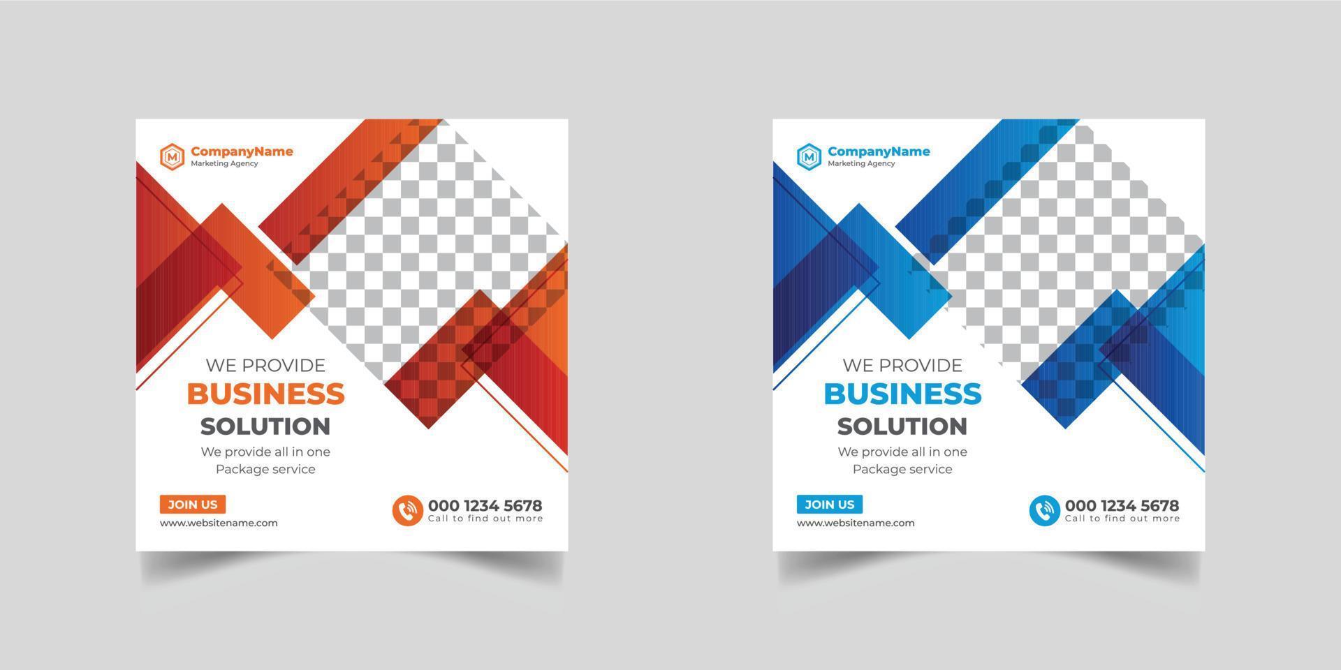 Business marketing banner for social media post template, Digital modern Corporate social media post design, Editable minimal square banner template for social media, square flyer, vector