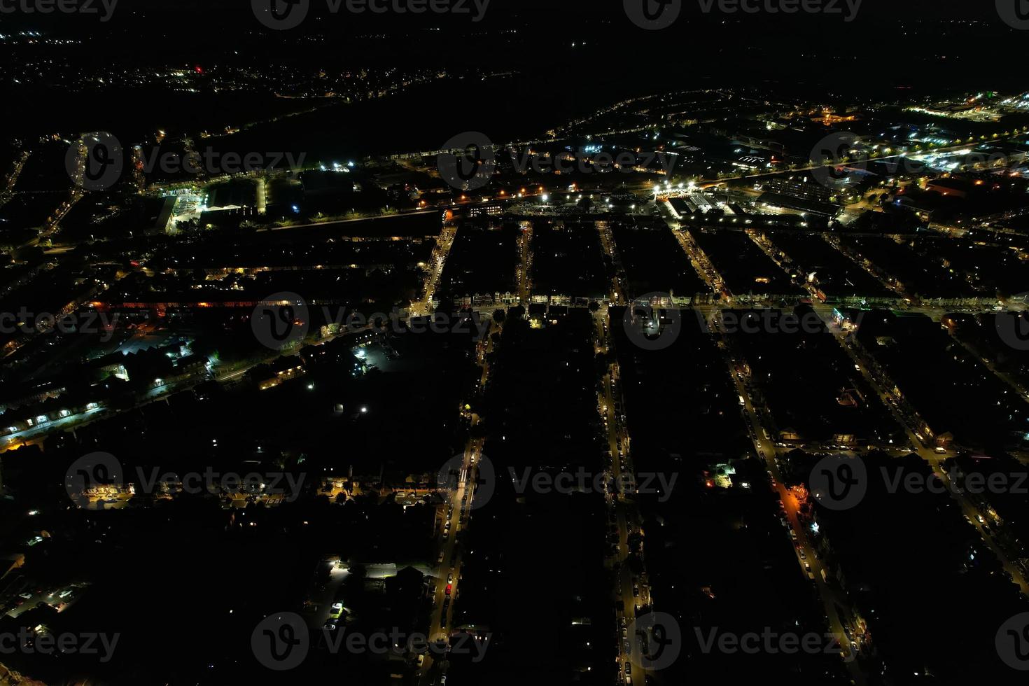 Beautiful Aerial View of British Town at Night photo