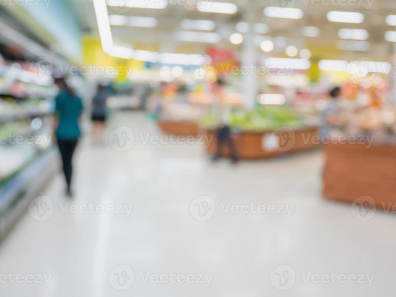 Grocery store blur background with customers photo