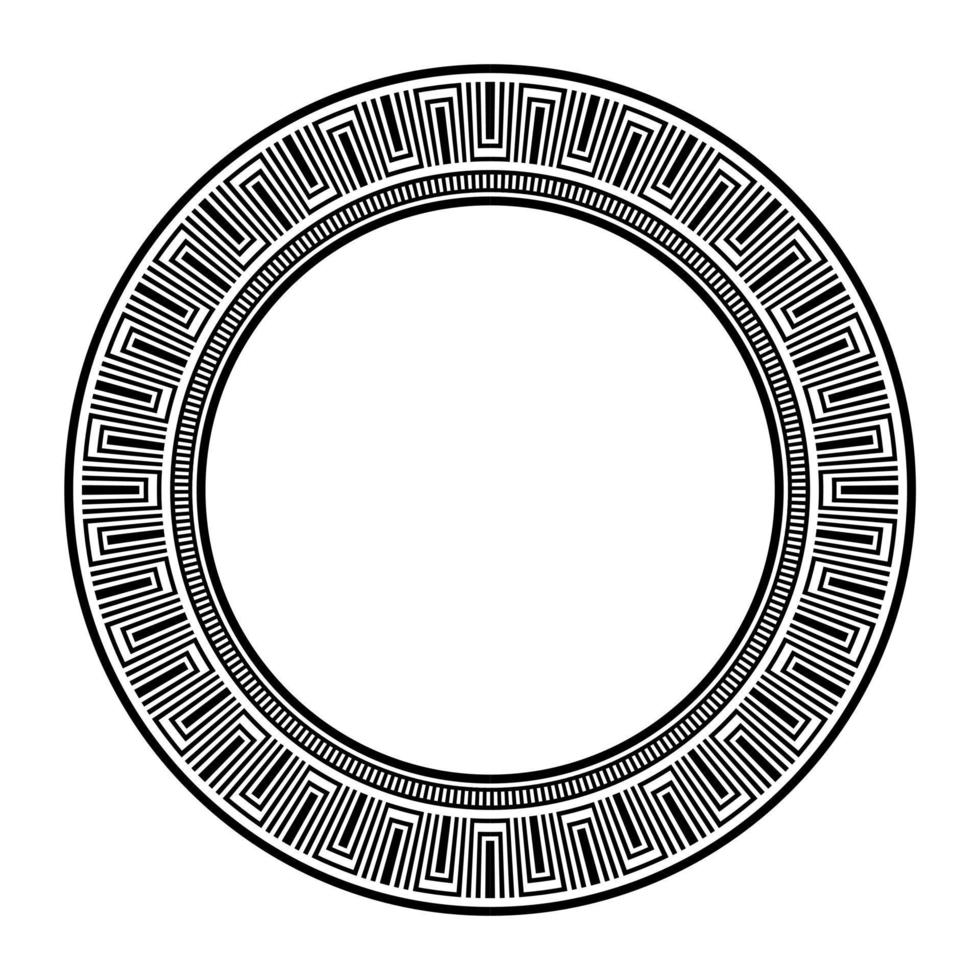 Repeating design, greek key pattern brush, circle maze frame, geometric symbols, assian, egyptian or greece motif, ancient decoration elements vector