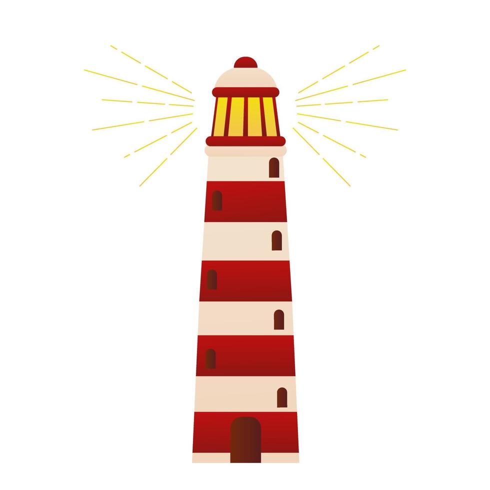 un faro en estilo de dibujos animados aislado sobre fondo blanco, elemento para afiche, tarjeta, diseño de impresión vector