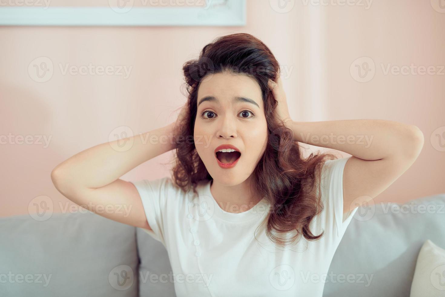 Girl amazed after hearing the news photo