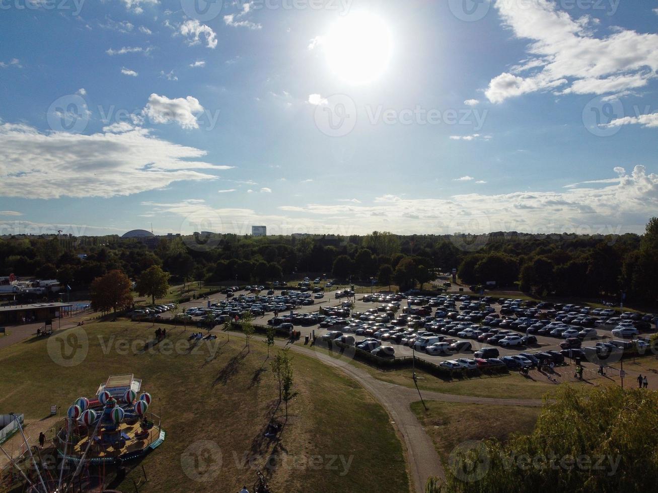 Beautiful aerial view of Gorgeous lake at Milton Keynes England UK photo