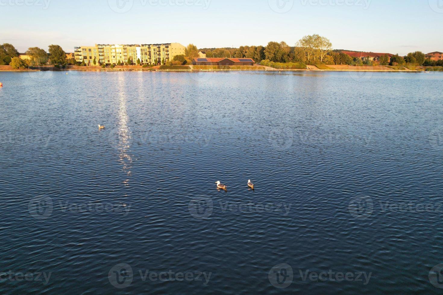 Cute Water Birds Swimming, Footage of Willen Lake and Park which is located at Milton Keynes, England. People are Enjoying at Lake on a Hot Sunny Day of Summer. Video Clip Captured on 21-8-2022 photo