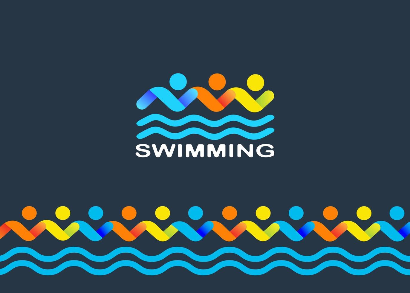 Swimming logo and border design vector