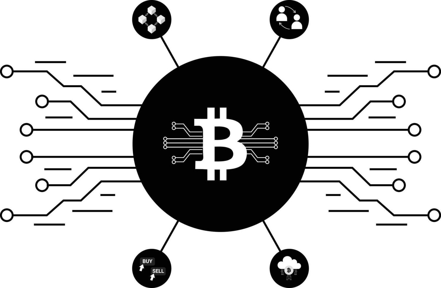 un gráfico vectorial de moneda virtual bitcoin aislado vector