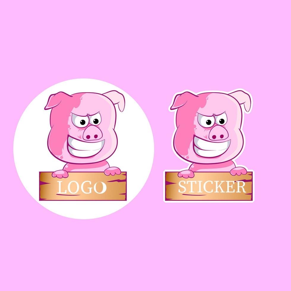 Premium vector l Piggy Logo Cartoon Character. cute pig logo mascot. Vector logo illustration. royalty free