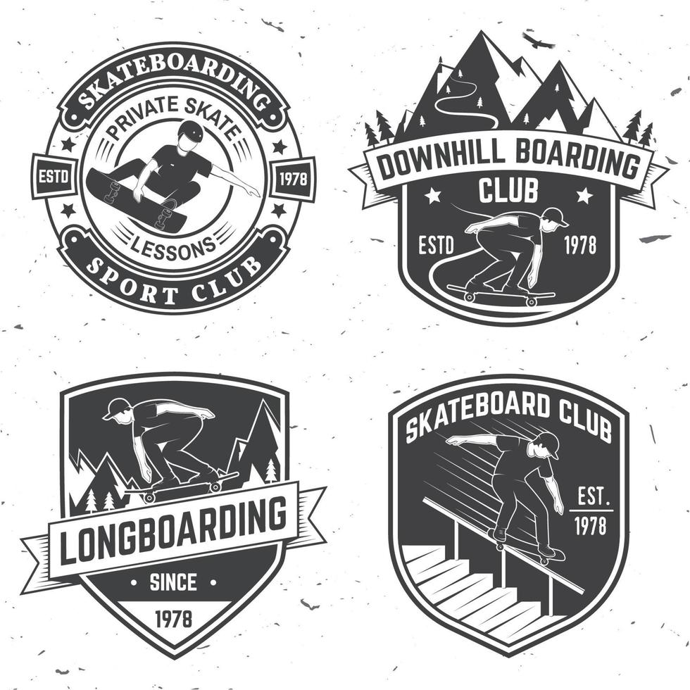 Set of Skateboard club badges. Vector illustration.