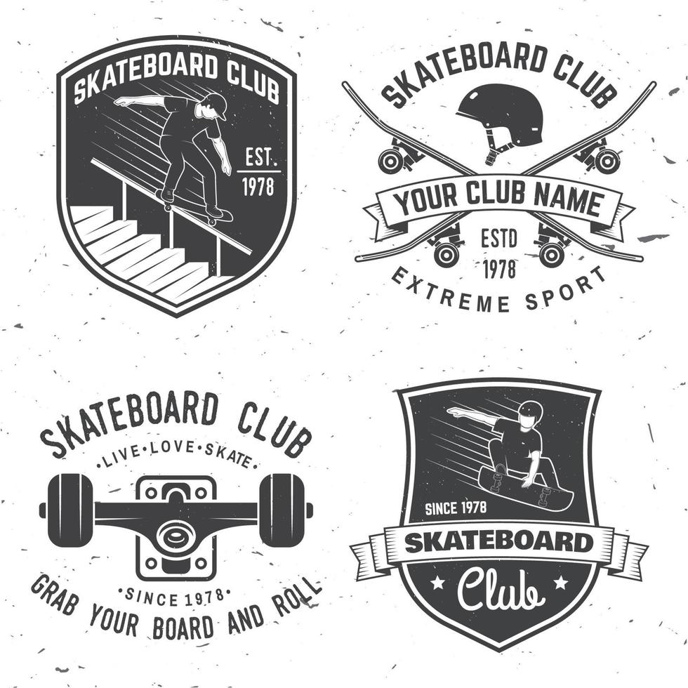 conjunto de insignias del club de skate. ilustración vectorial vector