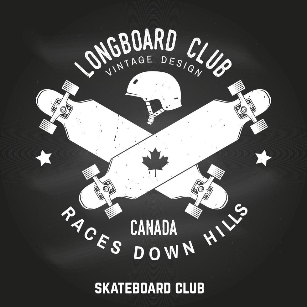 Longboard club sign on the chalkboard. Vector illustration.