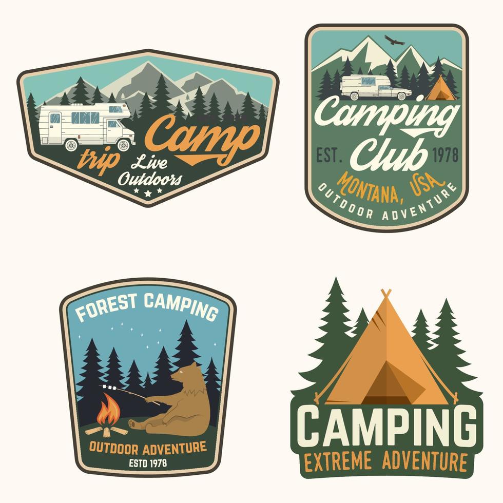 Set of Summer camp badges. Vector. Concept for shirt or logo, print, stamp, patch or tee. vector