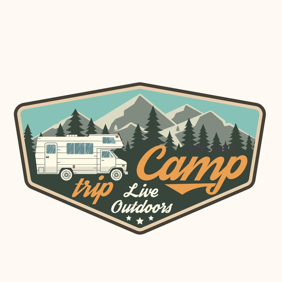 Camp trip. Live outdoors. Vector illustration.