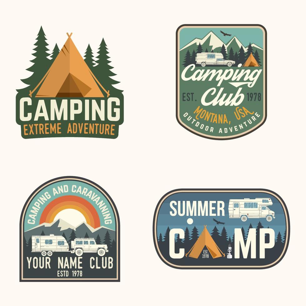 campamento de verano. ilustración vectorial concepto de camiseta o logotipo, estampado, sello o camiseta. vector