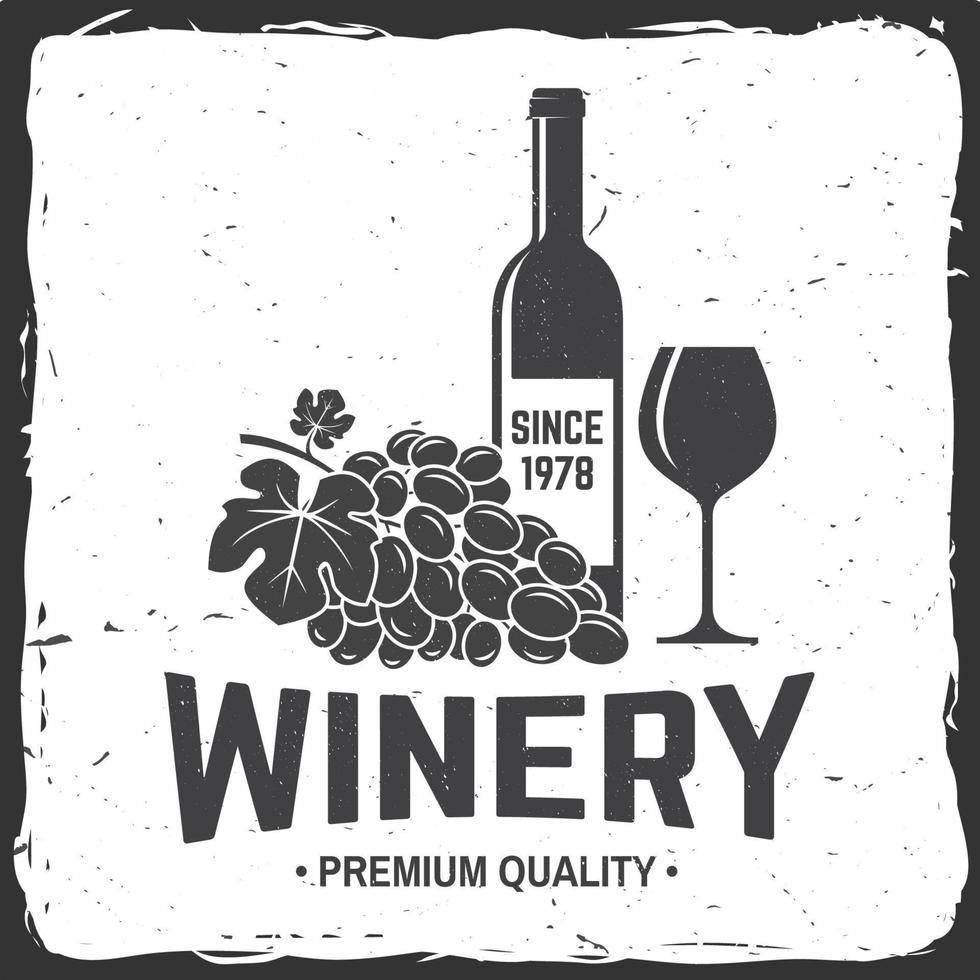 Winery badge, sign or label. Vector illustration.