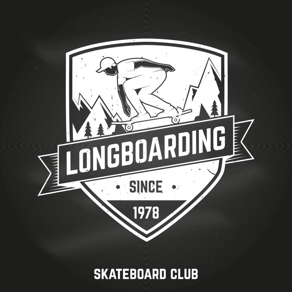 cartel de longboard en la pizarra. ilustración vectorial vector