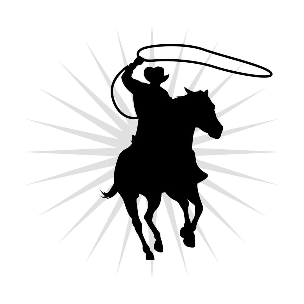 diseño de logotipo de vaquero en ascenso vector