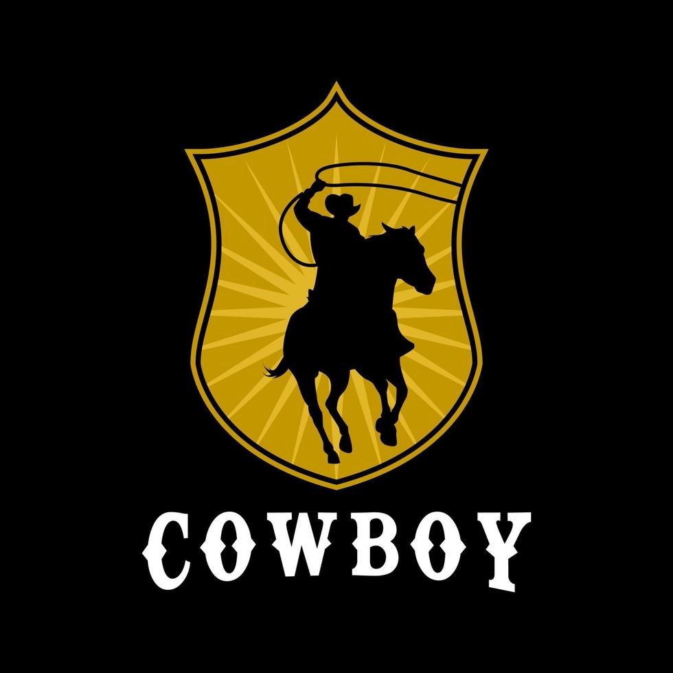 diseño de logotipo de insignia de vaquero sherif vector