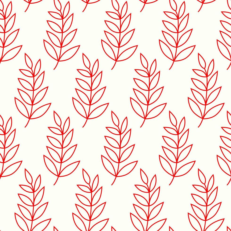 Seamless Autumn doodle leaves pattern, Isolated pattern with leaves elements in red colour. Hand drawn vector doodle design, pattern for decorations, scrapbooking, textile or wallpaper