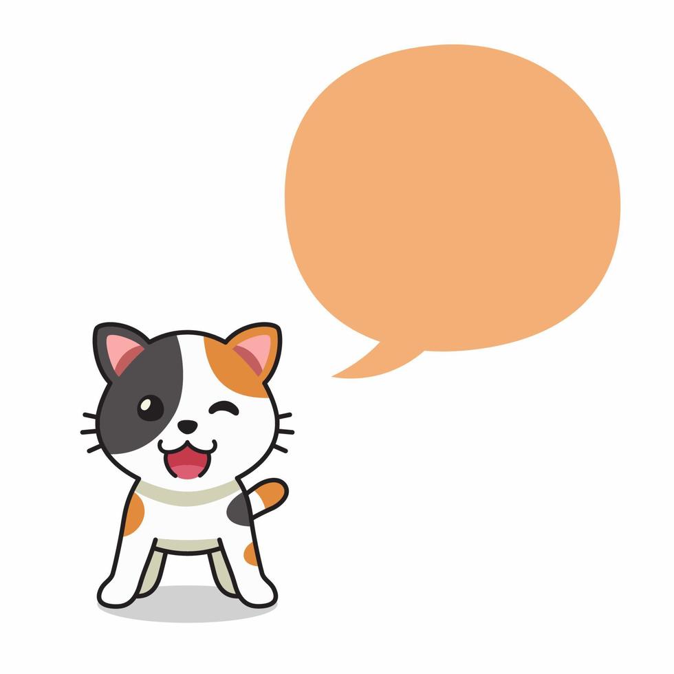 Cartoon character calico cat with speech bubble vector