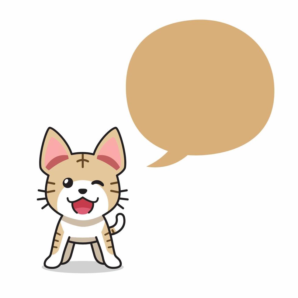 Cartoon character tabby cat with speech bubble vector