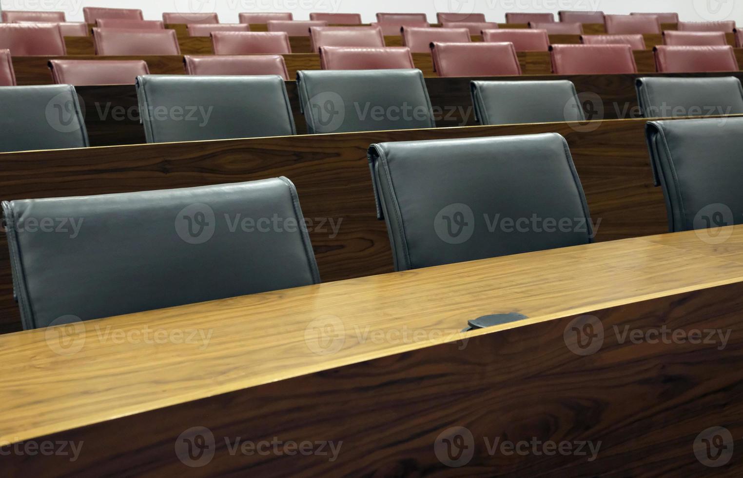 Leather seats in an empty auditorium photo
