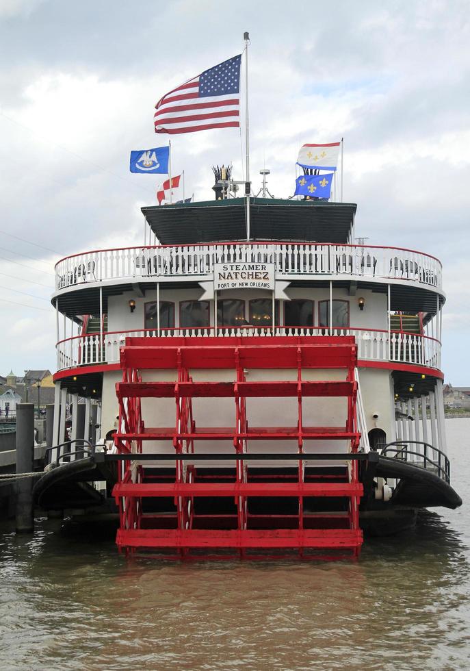 New Orleans, Louisiana, USA -12 August 2019 - Steamboat at the docks of New Orleans photo