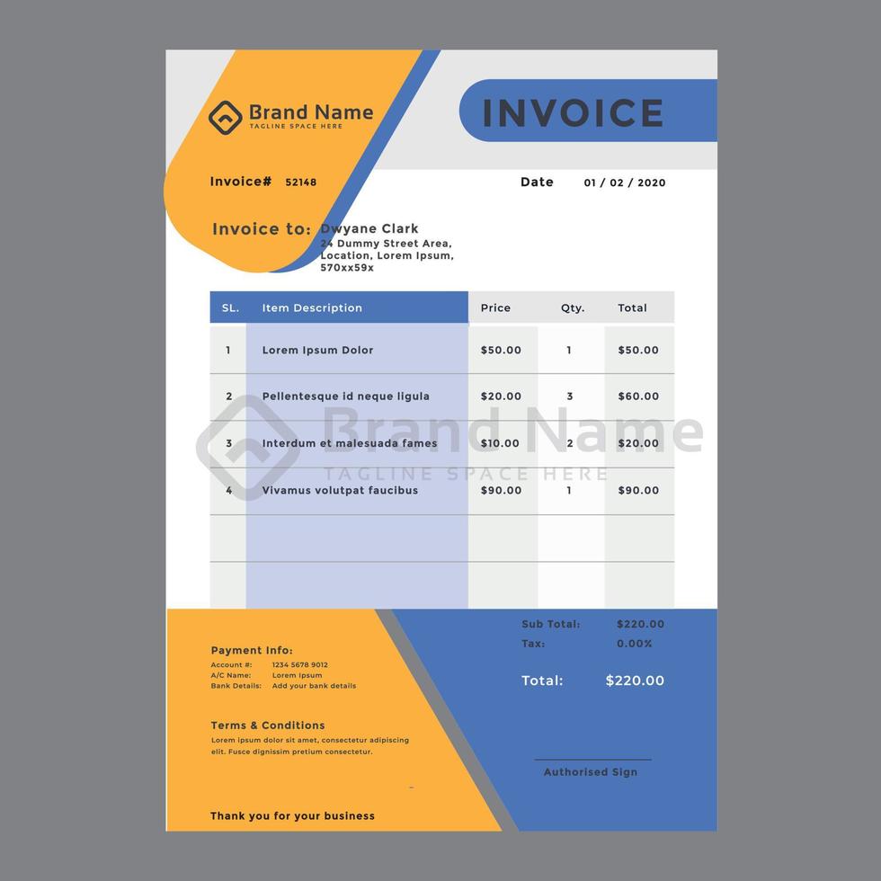 invoice template design Free vector