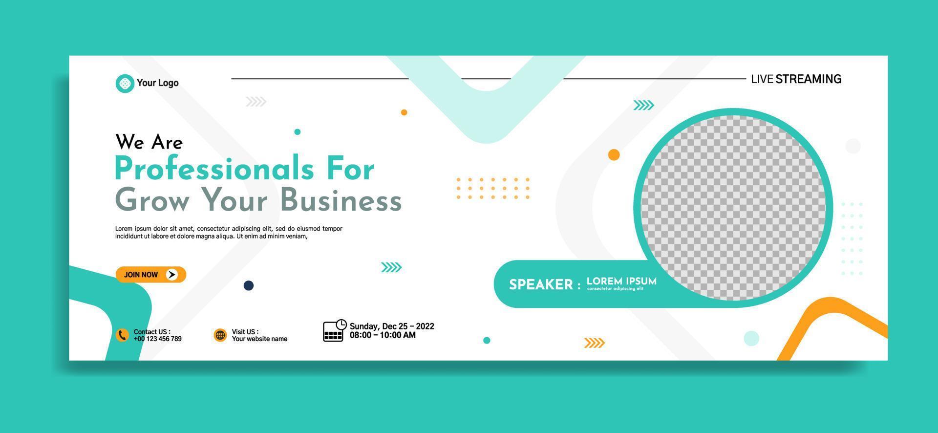 Business webinar horizontal banner template design. Very suitable for online class programs, marketing, etc. vector