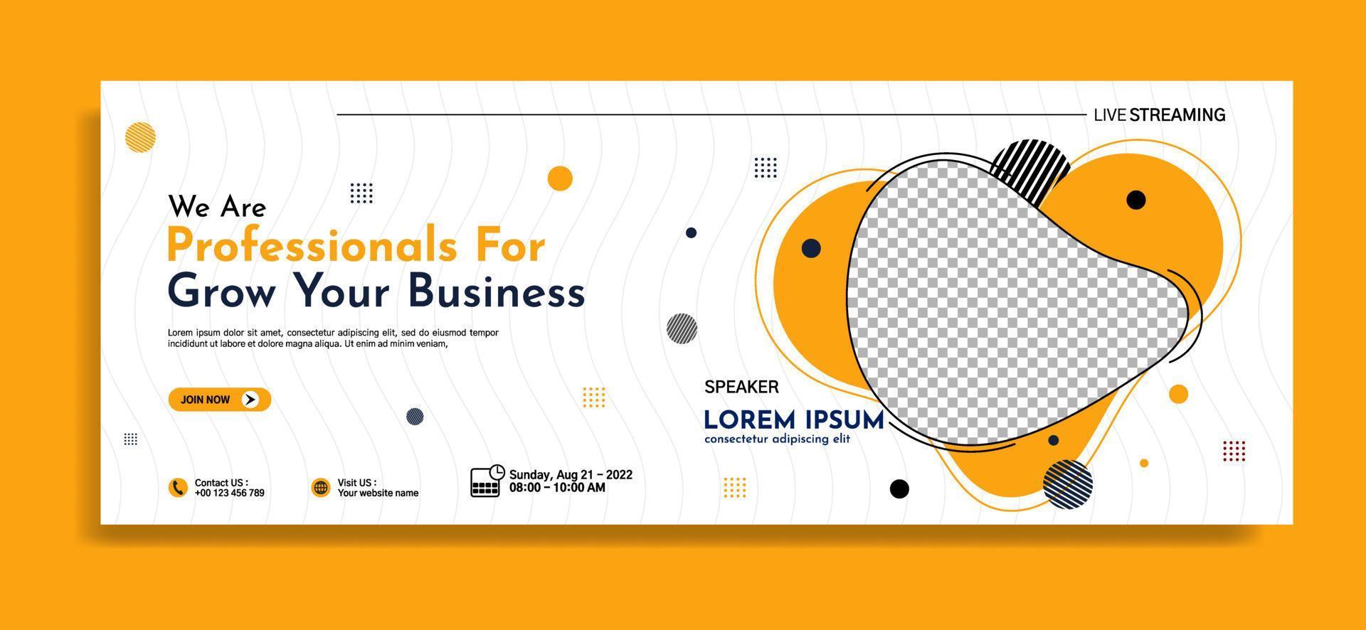 Business webinar horizontal banner template design. Very suitable for online class programs, marketing, etc. vector